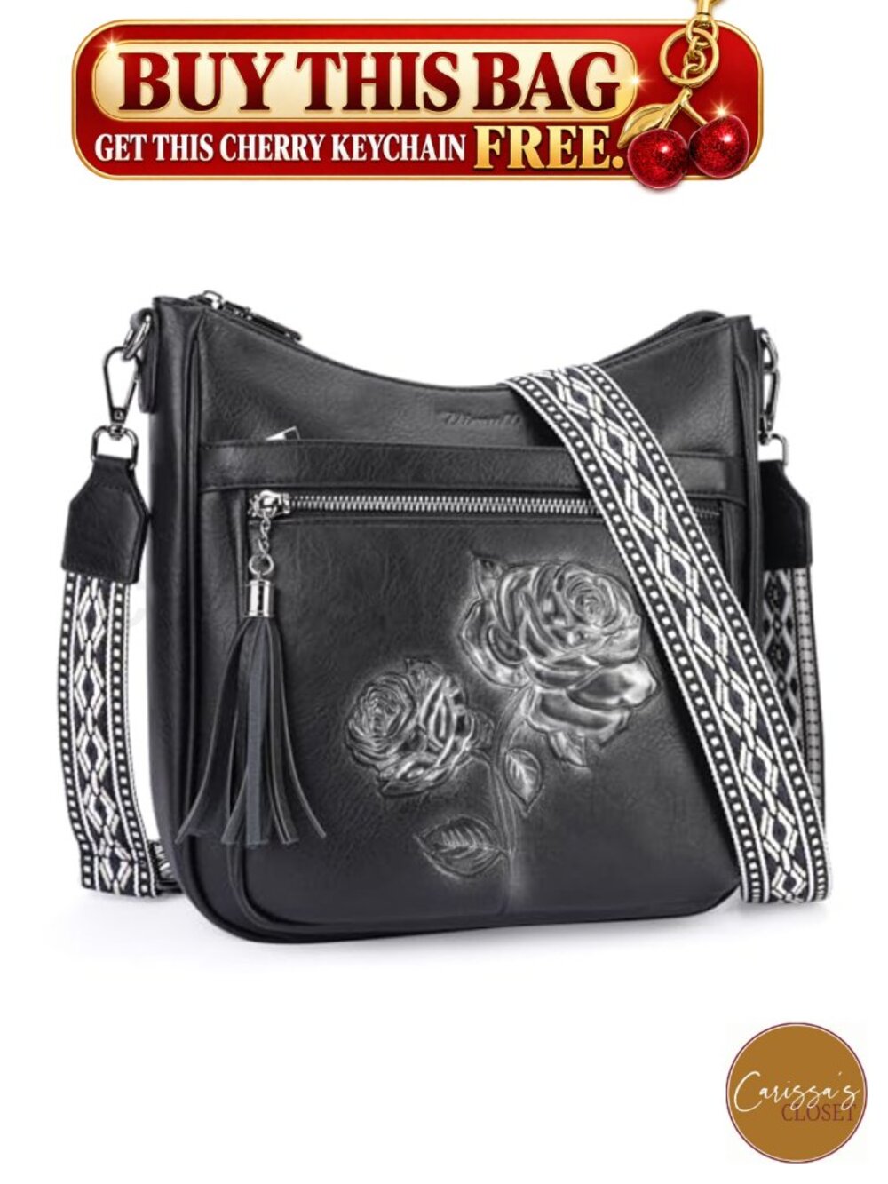 ✨ VIMUTI Vegan Leather Hobo Crossbody Bag Embossed Floral Women Purse 10.2"